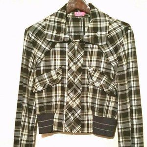 BCBG‎ Max Azria Girls Black Plaid Silver Sparkle